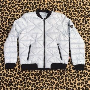 🆕BERNARDO ice blue/ black packable puffer bomber